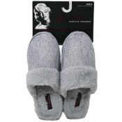 Wholesale - S-XL WOMEN GREY LACE & GLITTER SLIPPER W/FAUX FUR COLLAR MARILYN MONROE C/P 18, UPC: 194587675826